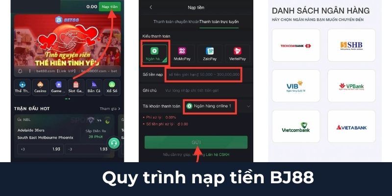 Quy trình nạp tiền BJ88